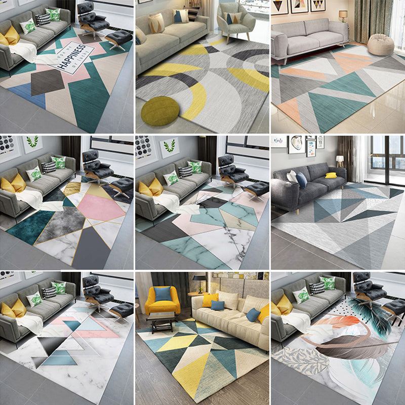 Natural Living Room Rug Multi Colored Geometric Print Indoor Rug Synthetics Non-Slip Backing Washable Area Carpet Clearhalo 'Area Rug' 'Modern' 'Rugs' Rug' 2300113