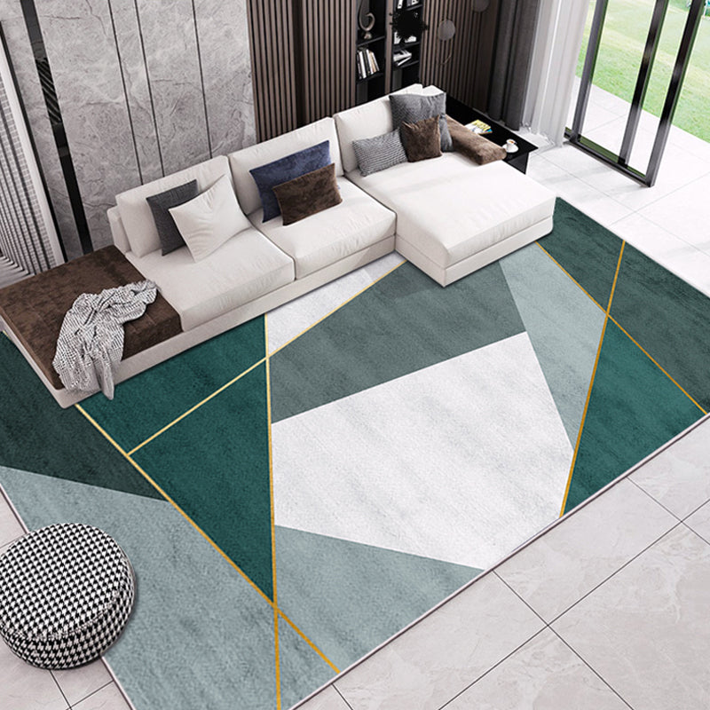 Natural Living Room Rug Multi Colored Geometric Print Indoor Rug Synthetics Non-Slip Backing Washable Area Carpet Green Clearhalo 'Area Rug' 'Modern' 'Rugs' Rug' 2300118