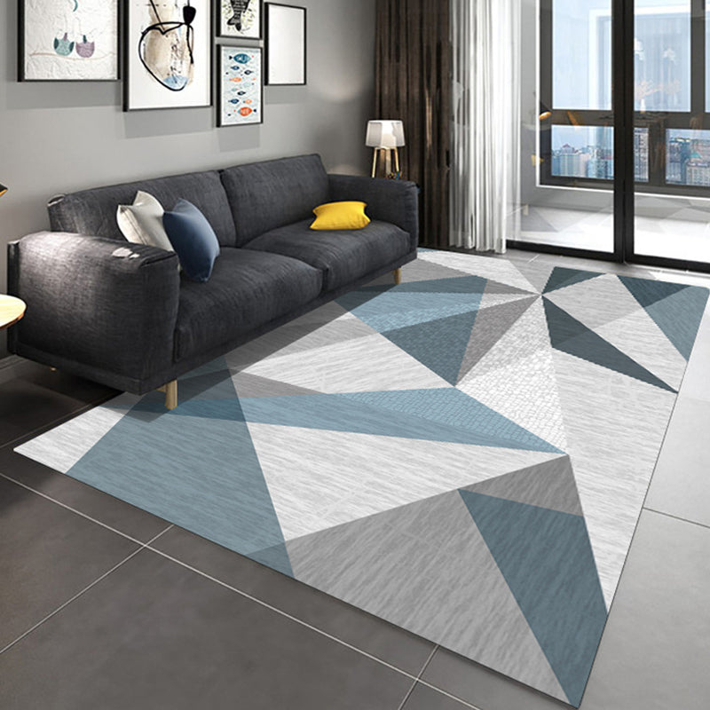 Natural Living Room Rug Multi Colored Geometric Print Indoor Rug Synthetics Non-Slip Backing Washable Area Carpet Gray-Blue Clearhalo 'Area Rug' 'Modern' 'Rugs' Rug' 2300120