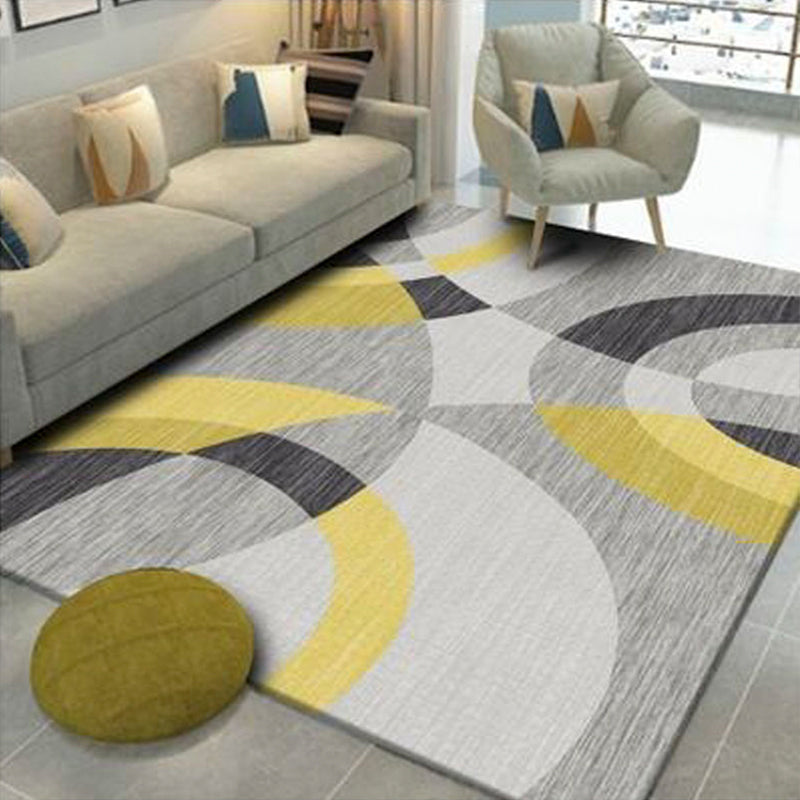 Natural Living Room Rug Multi Colored Geometric Print Indoor Rug Synthetics Non-Slip Backing Washable Area Carpet Yellow Clearhalo 'Area Rug' 'Modern' 'Rugs' Rug' 2300130