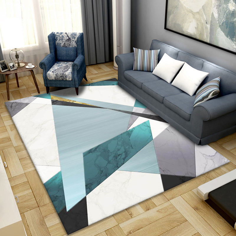 Multi Colored Novelty Rug Polypropylene Geometric Printed Area Carpet Non-Slip Backing Washable Rug for Parlor Green Clearhalo 'Area Rug' 'Modern' 'Rugs' Rug' 2300163