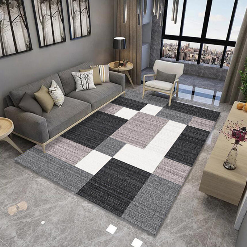 Multi Colored Novelty Rug Polypropylene Geometric Printed Area Carpet Non-Slip Backing Washable Rug for Parlor White-Brown Clearhalo 'Area Rug' 'Modern' 'Rugs' Rug' 2300167