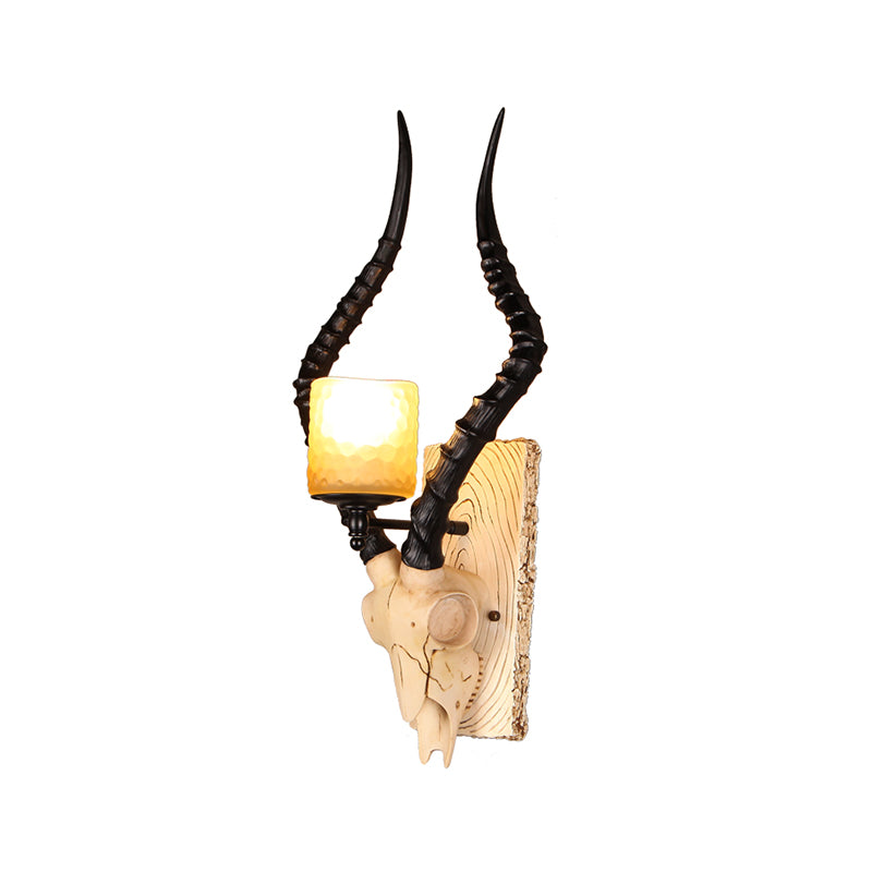 Black Gazelle Wall Lighting Rustic Resin 1 Light Indoor Sconce Lamp with Water Glass Shade Clearhalo 'Wall Lamps & Sconces' 'Wall Lights' Lighting' 230017