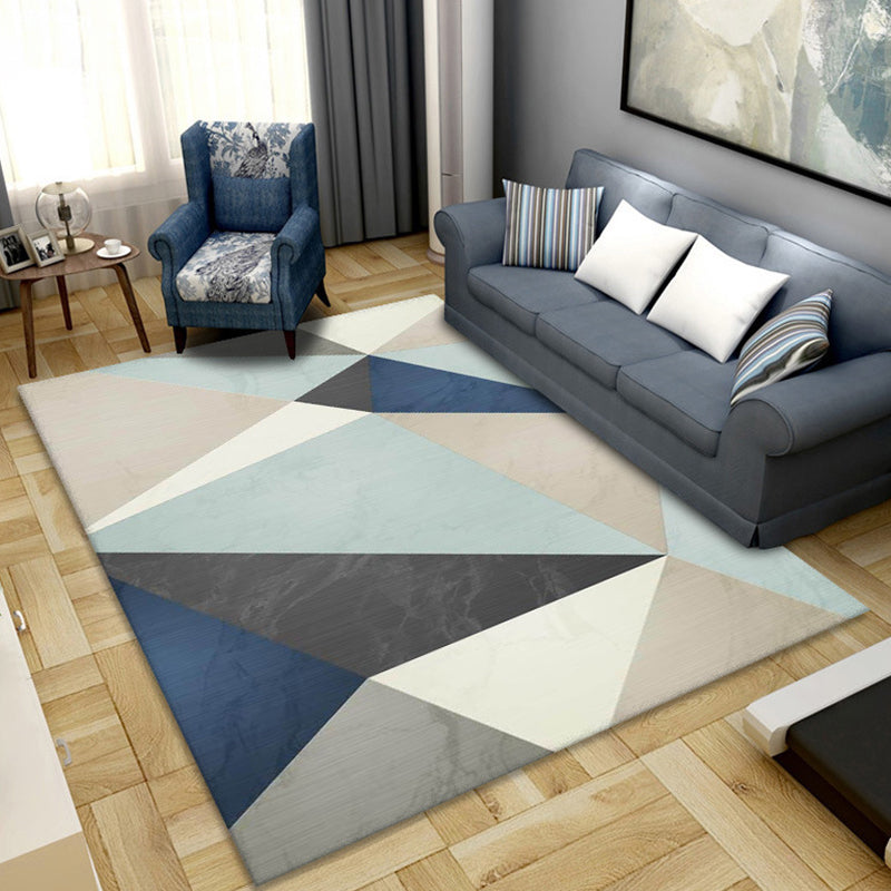 Multi Colored Novelty Rug Polypropylene Geometric Printed Area Carpet Non-Slip Backing Washable Rug for Parlor Lake Green Clearhalo 'Area Rug' 'Modern' 'Rugs' Rug' 2300173