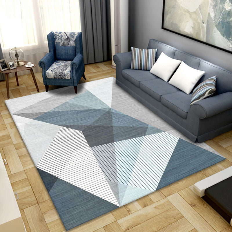 Multi Colored Novelty Rug Polypropylene Geometric Printed Area Carpet Non-Slip Backing Washable Rug for Parlor Gray Blue Clearhalo 'Area Rug' 'Modern' 'Rugs' Rug' 2300176