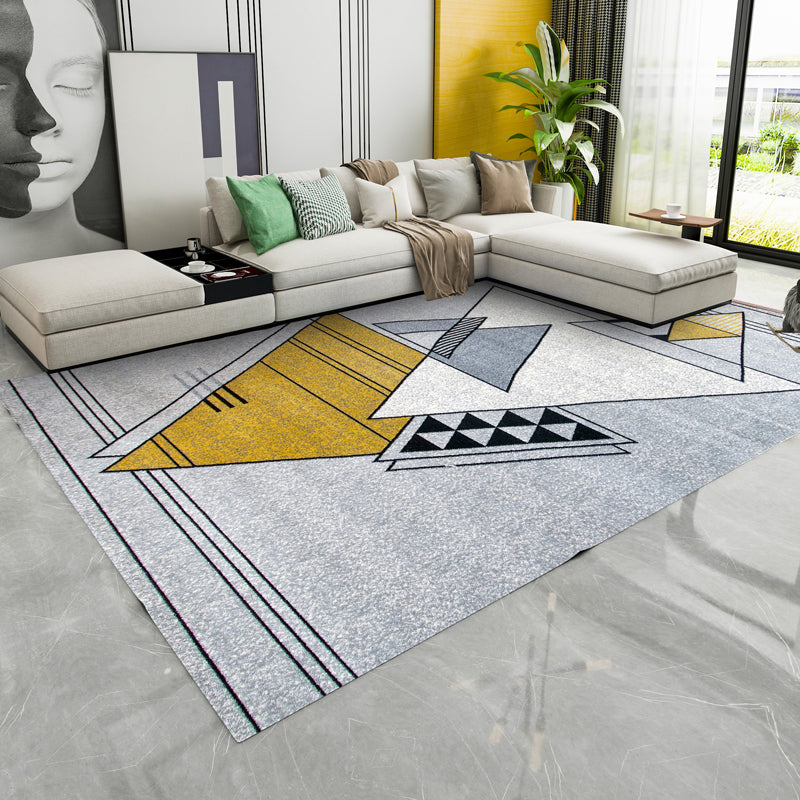 Modern Geometric Pattern Rug Multi Colored Polypropylene Indoor Rug Non-Slip Backing Pet Friendly Carpet for Bedroom Gray-Yellow 6'7" x 9'6" Clearhalo 'Area Rug' 'Modern' 'Rugs' Rug' 2300474