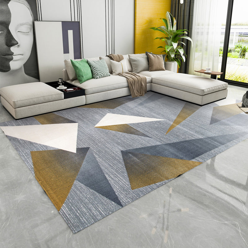 Modern Geometric Pattern Rug Multi Colored Polypropylene Indoor Rug Non-Slip Backing Pet Friendly Carpet for Bedroom Silver Gray Clearhalo 'Area Rug' 'Modern' 'Rugs' Rug' 2300476