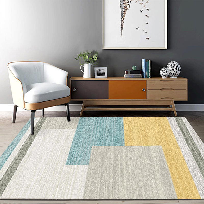 Scandinavian Living Room Rug Multi Color Geometric Pattern Area Carpet Polyster Pet Friendly Easy Care Rug Yellow Clearhalo 'Area Rug' 'Modern' 'Rugs' Rug' 2300497