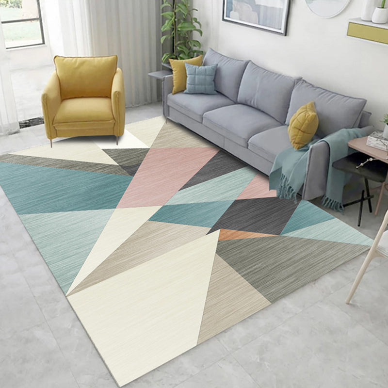 Scandinavian Living Room Rug Multi Color Geometric Pattern Area Carpet Polyster Pet Friendly Easy Care Rug Lake Green Clearhalo 'Area Rug' 'Modern' 'Rugs' Rug' 2300499