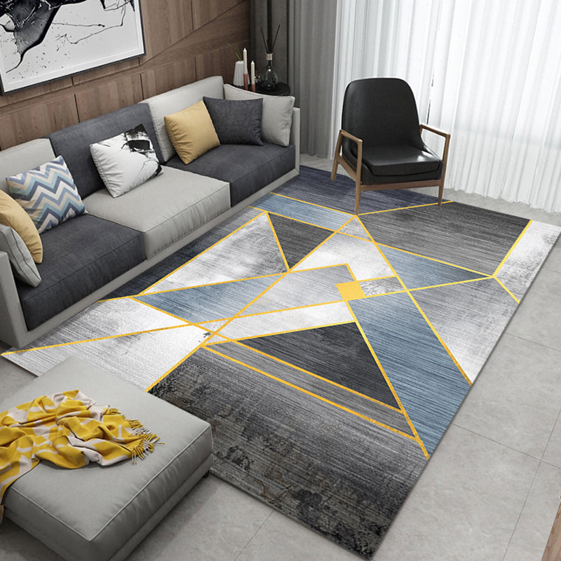 Scandinavian Living Room Rug Multi Color Geometric Pattern Area Carpet Polyster Pet Friendly Easy Care Rug Smoke Gray Clearhalo 'Area Rug' 'Modern' 'Rugs' Rug' 2300501