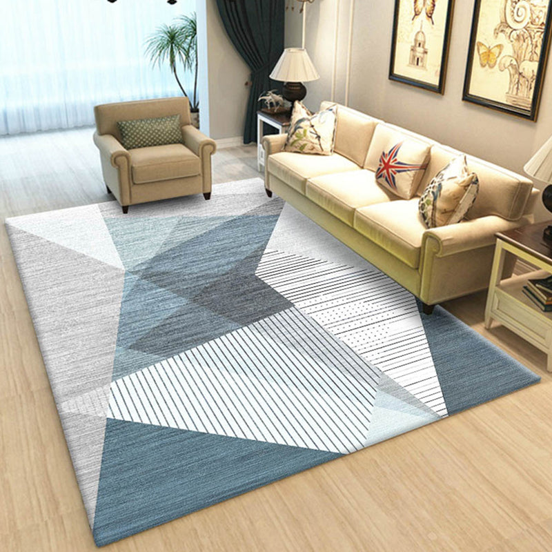 Scandinavian Living Room Rug Multi Color Geometric Pattern Area Carpet Polyster Pet Friendly Easy Care Rug Dark Blue-Gray Clearhalo 'Area Rug' 'Modern' 'Rugs' Rug' 2300507