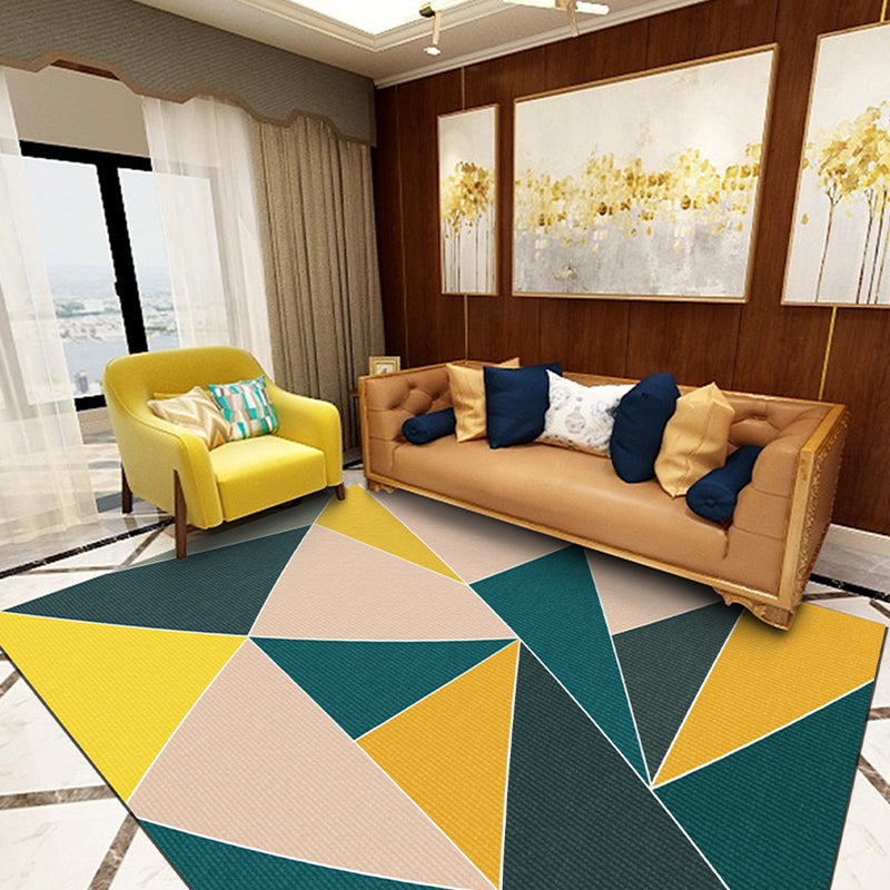 Simple Multi Colored Geo Rug Polypropylene Modern Area Carpet Non-Slip Backing Washable Indoor Rug for Living Room Yellow-Green Clearhalo 'Area Rug' 'Modern' 'Rugs' Rug' 2300526