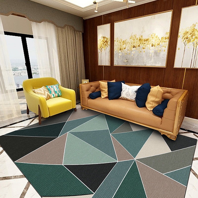 Simple Multi Colored Geo Rug Polypropylene Modern Area Carpet Non-Slip Backing Washable Indoor Rug for Living Room Green Clearhalo 'Area Rug' 'Modern' 'Rugs' Rug' 2300527