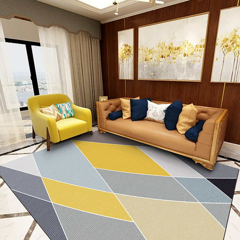 Simple Multi Colored Geo Rug Polypropylene Modern Area Carpet Non-Slip Backing Washable Indoor Rug for Living Room Gray-Yellow Clearhalo 'Area Rug' 'Modern' 'Rugs' Rug' 2300531