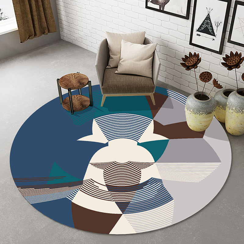 Natural Living Room Rug Multi-Colored Abstract Print Indoor Rug Cotton Blend Easy Care Washable Carpet Aqua Clearhalo 'Area Rug' 'Modern' 'Rugs' Rug' 2300628