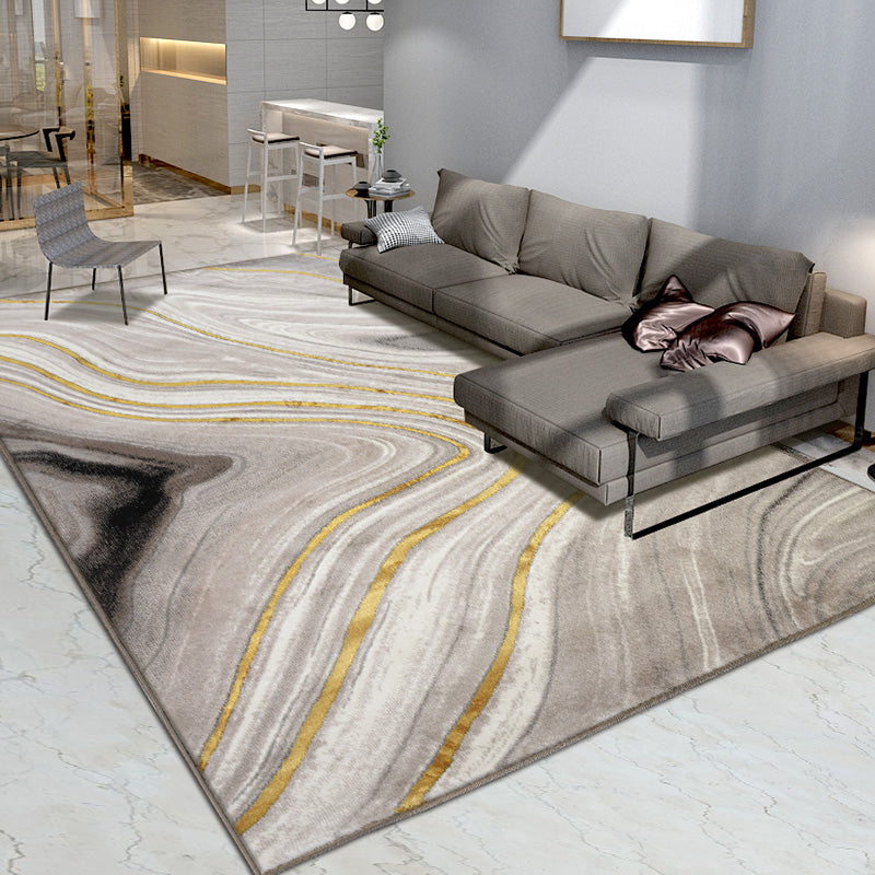 Nordic Bedroom Rug Multi Colored Abstract Pattern Area Carpet Polypropylene Easy Care Washable Rug Silver Gray Clearhalo 'Area Rug' 'Modern' 'Rugs' Rug' 2300639