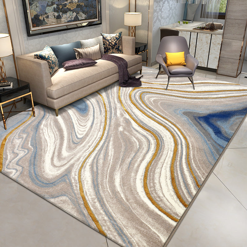 Nordic Bedroom Rug Multi Colored Abstract Pattern Area Carpet Polypropylene Easy Care Washable Rug Dark Beige Clearhalo 'Area Rug' 'Modern' 'Rugs' Rug' 2300640