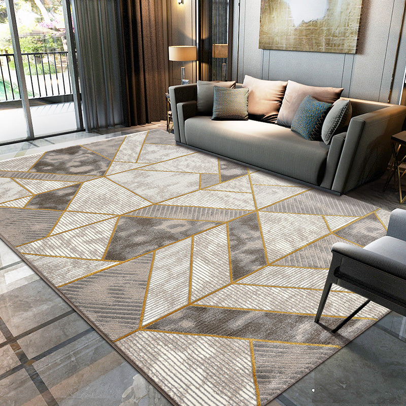 Nordic Bedroom Rug Multi Colored Abstract Pattern Area Carpet Polypropylene Easy Care Washable Rug Brown Clearhalo 'Area Rug' 'Modern' 'Rugs' Rug' 2300642