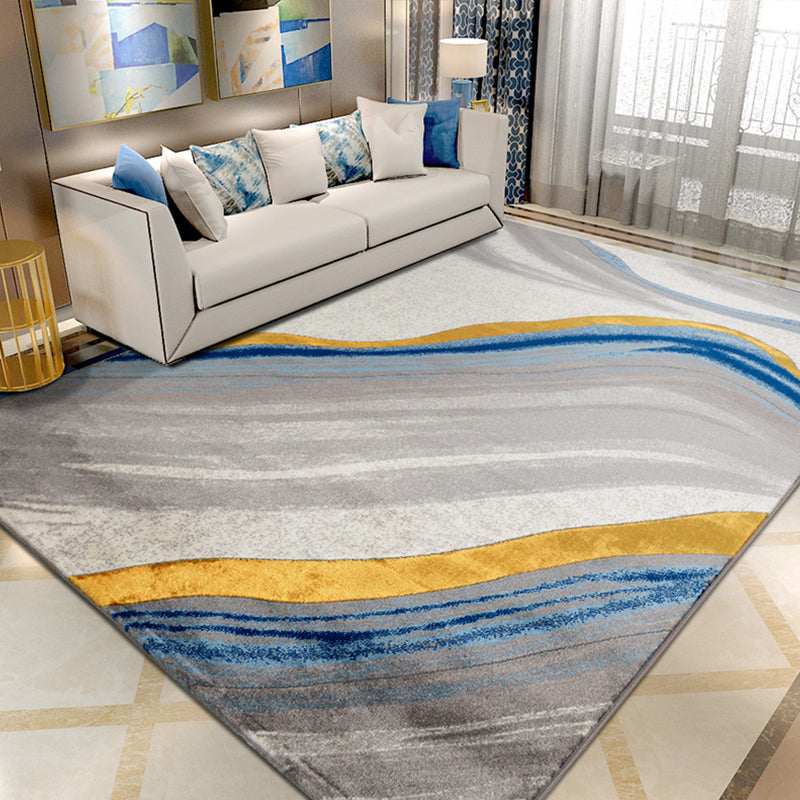 Nordic Bedroom Rug Multi Colored Abstract Pattern Area Carpet Polypropylene Easy Care Washable Rug Blue Clearhalo 'Area Rug' 'Modern' 'Rugs' Rug' 2300644