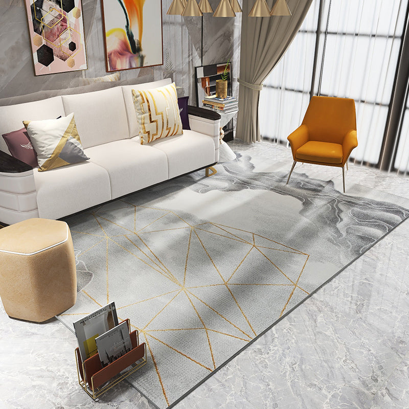 Novelty Abstract Pattern Rug Multi Colored Polypropylene Area Rug Easy Care Pet Friendly Carpet for Living Room Silver Gray Clearhalo 'Area Rug' 'Modern' 'Rugs' Rug' 2300694