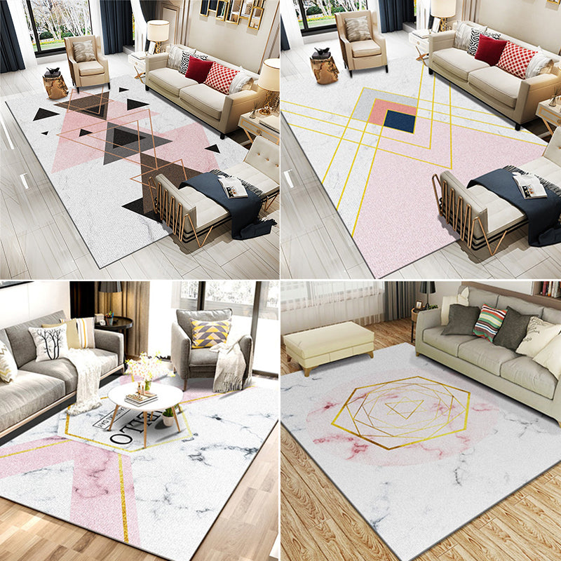 Modern Living Room Rug Multi Colored Geometric Area Rug Cotton Blend Pet Friendly Easy Care Carpet Clearhalo 'Area Rug' 'Modern' 'Rugs' Rug' 2300755