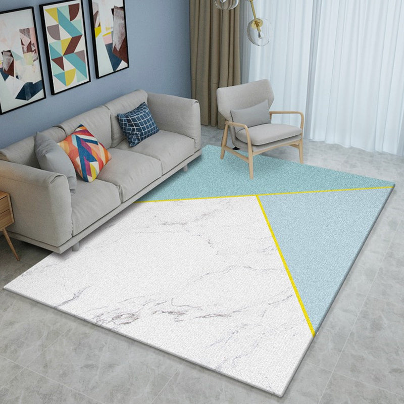 Modern Living Room Rug Multi Colored Geometric Area Rug Cotton Blend Pet Friendly Easy Care Carpet Blue-Grey-Yellow Clearhalo 'Area Rug' 'Modern' 'Rugs' Rug' 2300757