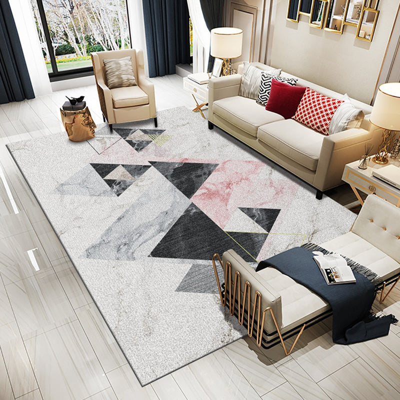 Modern Living Room Rug Multi Colored Geometric Area Rug Cotton Blend Pet Friendly Easy Care Carpet Light Gray-Black Clearhalo 'Area Rug' 'Modern' 'Rugs' Rug' 2300761