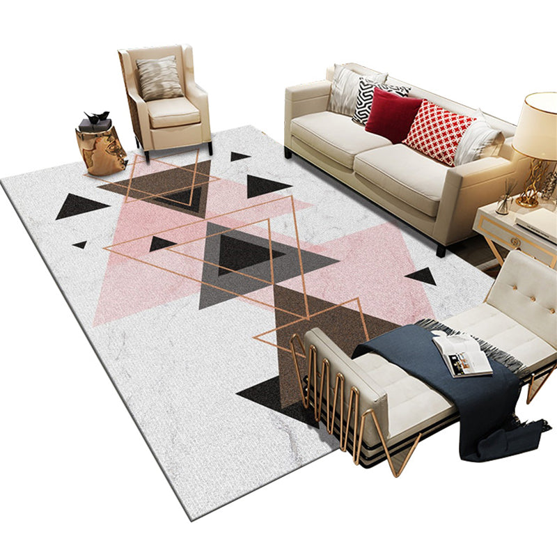 Modern Living Room Rug Multi Colored Geometric Area Rug Cotton Blend Pet Friendly Easy Care Carpet Clearhalo 'Area Rug' 'Modern' 'Rugs' Rug' 2300764