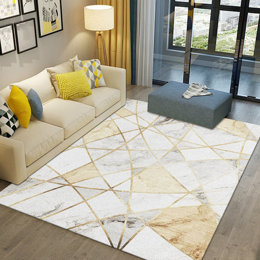 Modern Living Room Rug Multi Colored Geometric Area Rug Cotton Blend Pet Friendly Easy Care Carpet Light Gold Clearhalo 'Area Rug' 'Modern' 'Rugs' Rug' 2300766
