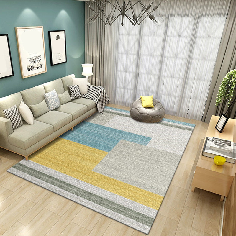 Modern Living Room Rug Multi Colored Geometric Area Rug Cotton Blend Pet Friendly Easy Care Carpet Yellow Clearhalo 'Area Rug' 'Modern' 'Rugs' Rug' 2300768