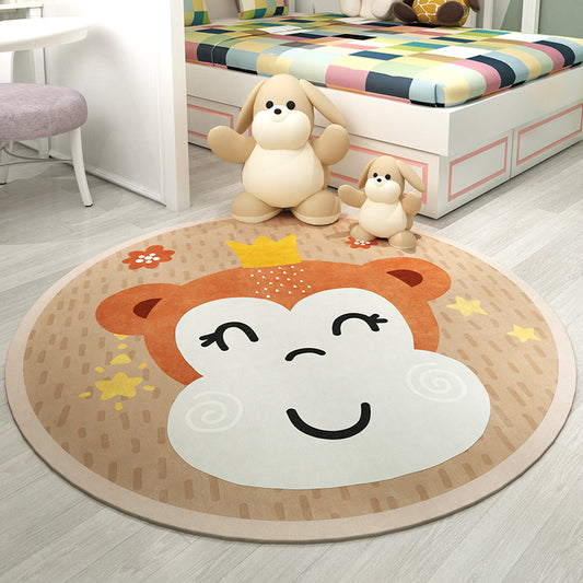 Trendy Kids Room Rug Multi Colored Cartoon Animal Print Indoor Rug Synthetics Easy Care Pet Friendly Washable Carpet Brown Clearhalo 'Area Rug' 'Rug' 2300817