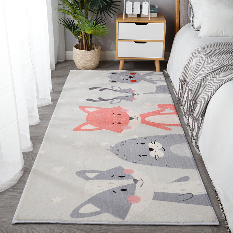 Multi Colored Relaxing Rug Polypropylene Cartoon Print Area Rug Non-Slip Backing Pet Friendly Washable Carpet for Room Light Gray Clearhalo 'Area Rug' 'Modern' 'Rugs' Rug' 2300955