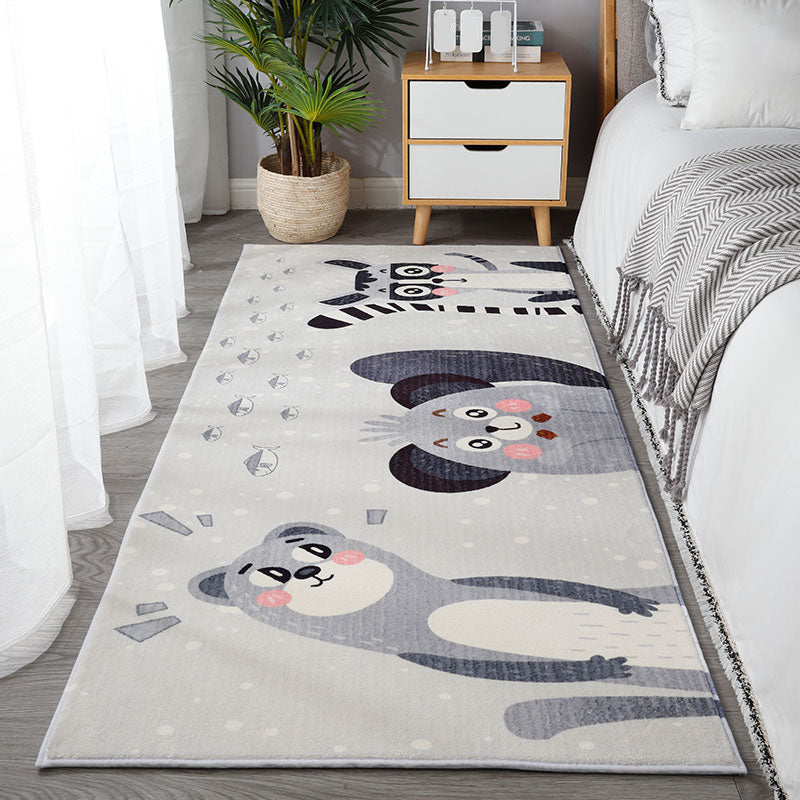 Multi Colored Relaxing Rug Polypropylene Cartoon Print Area Rug Non-Slip Backing Pet Friendly Washable Carpet for Room Grey Clearhalo 'Area Rug' 'Modern' 'Rugs' Rug' 2300957