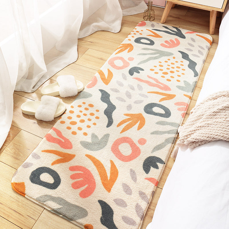 Trendy Plant Printed Rug Multi Colored Lamb Wool Area Carpet Anti-Slip Backing Easy Care Washable Rug for Bedroom Yellow-Red Clearhalo 'Area Rug' 'Modern' 'Rugs' Rug' 2300964