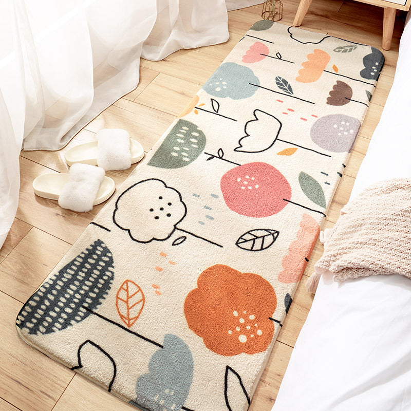 Trendy Plant Printed Rug Multi Colored Lamb Wool Area Carpet Anti-Slip Backing Easy Care Washable Rug for Bedroom Beige Clearhalo 'Area Rug' 'Modern' 'Rugs' Rug' 2300966