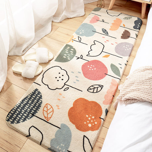 Trendy Plant Printed Rug Multi Colored Lamb Wool Area Carpet Anti-Slip Backing Easy Care Washable Rug for Bedroom Beige Clearhalo 'Area Rug' 'Modern' 'Rugs' Rug' 2300966