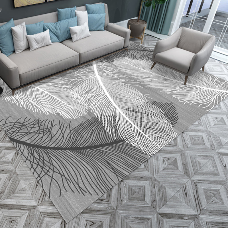 Natural Living Room Rug Multi Colored Abstract Pattern Area Rug Cotton Blend Easy Care Washable Pet Friendly Carpet Dark Gray-White Clearhalo 'Area Rug' 'Rug' 2301220