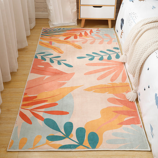 Modern Plant Printed Rug Multi Colored Polyster Indoor Rug Non-Slip Backing Easy Care Area Carpet for Decoration Orange Pink Clearhalo 'Area Rug' 'Modern' 'Rugs' Rug' 2301485