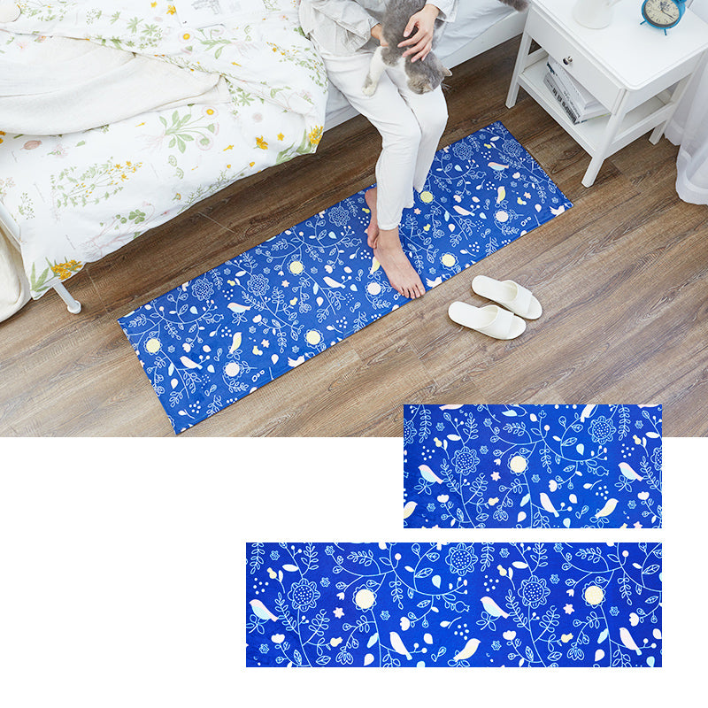 Multi Colored Floral Printed Rug Cotton Modern Indoor Rug Non-Slip Backing  Easy Care Washable Area Carpet for Bedroom - Clearhalo