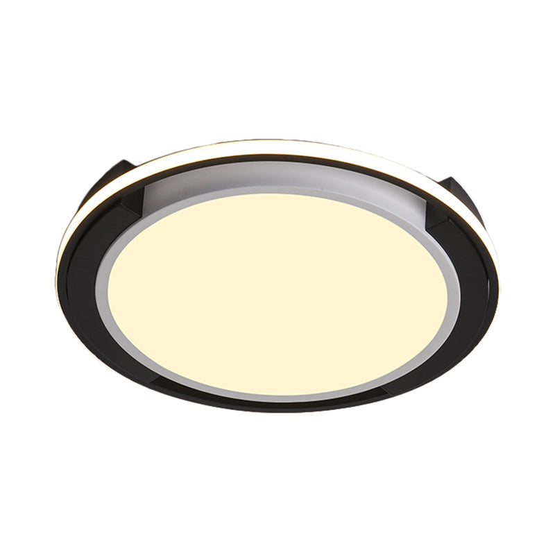 Black Circular Flush Lighting Contemporary Led Metal Flush Mount Light Fixture with Frosted Diffuser in White/Warm Light, 19"/22" Wide Clearhalo 'Ceiling Lights' 'Close To Ceiling Lights' 'Close to ceiling' 'Flush mount' Lighting' 230354