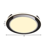 Black Circular Flush Lighting Contemporary Led Metal Flush Mount Light Fixture with Frosted Diffuser in White/Warm Light, 19"/22" Wide Clearhalo 'Ceiling Lights' 'Close To Ceiling Lights' 'Close to ceiling' 'Flush mount' Lighting' 230355