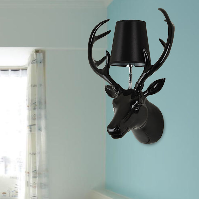 Elk Restaurant Wall Lamp Traditional Resin 1 Light Black/Pink/Blue Sconce Light Fixture with Glass Shade Black Clearhalo 'Wall Lamps & Sconces' 'Wall Lights' Lighting' 230363