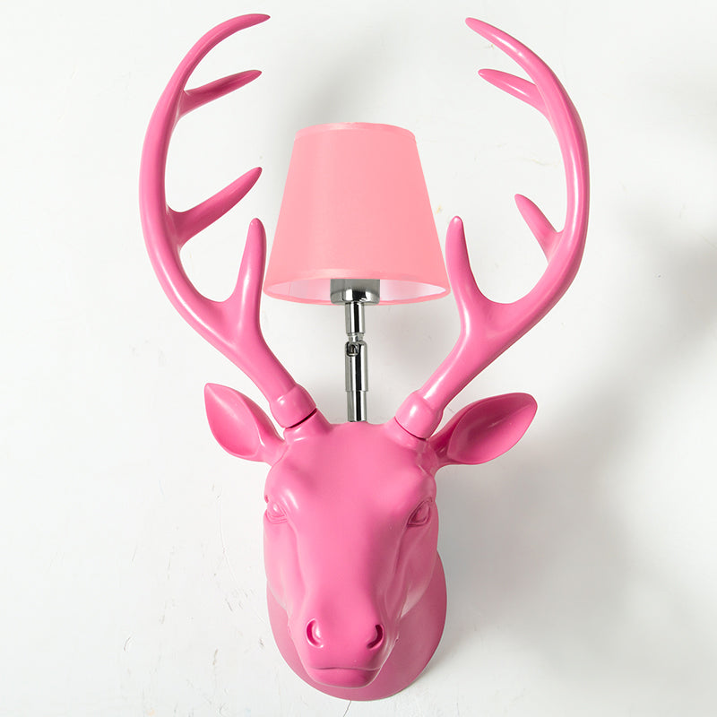 Elk Restaurant Wall Lamp Traditional Resin 1 Light Black/Pink/Blue Sconce Light Fixture with Glass Shade Pink Clearhalo 'Wall Lamps & Sconces' 'Wall Lights' Lighting' 230365