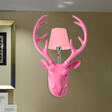 Elk Restaurant Wall Lamp Traditional Resin 1 Light Black/Pink/Blue Sconce Light Fixture with Glass Shade Clearhalo 'Wall Lamps & Sconces' 'Wall Lights' Lighting' 230366