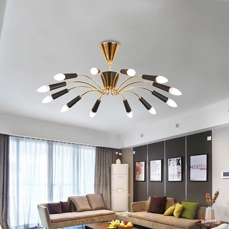 Gold Radial Chandelier Lighting Modernist Multi Lights Metal Hanging Lamp with Curved Arm Gold Clearhalo 'Ceiling Lights' 'Chandeliers' 'Modern Chandeliers' 'Modern' Lighting' 230396