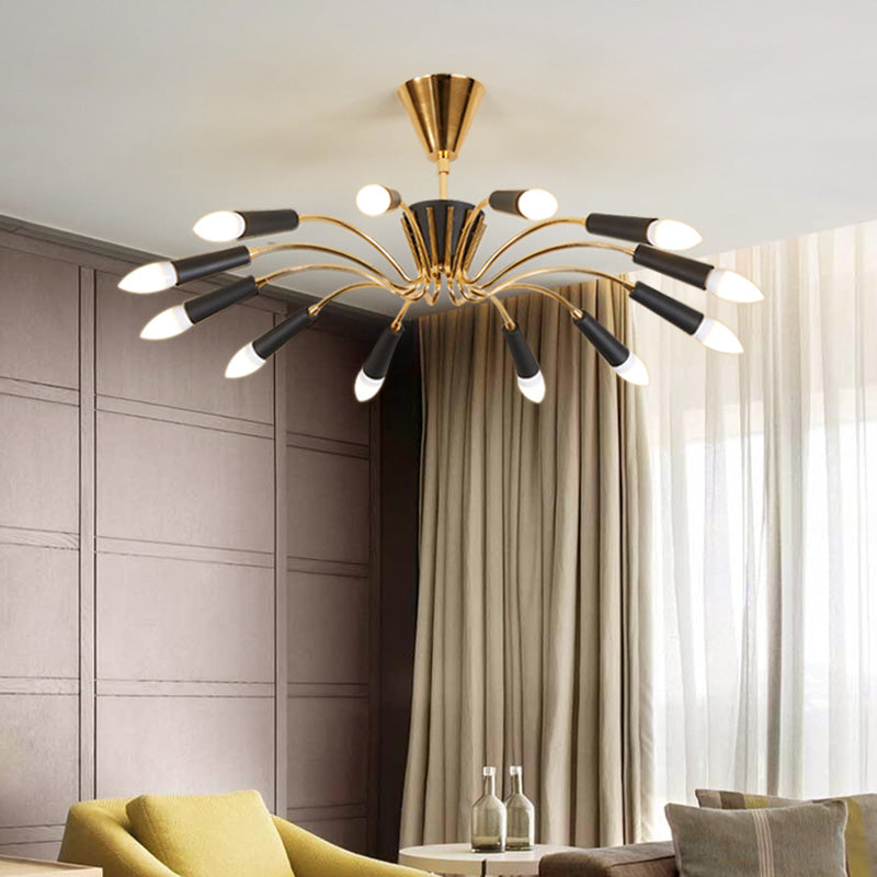 Gold Radial Chandelier Lighting Modernist Multi Lights Metal Hanging Lamp with Curved Arm Clearhalo 'Ceiling Lights' 'Chandeliers' 'Modern Chandeliers' 'Modern' Lighting' 230397