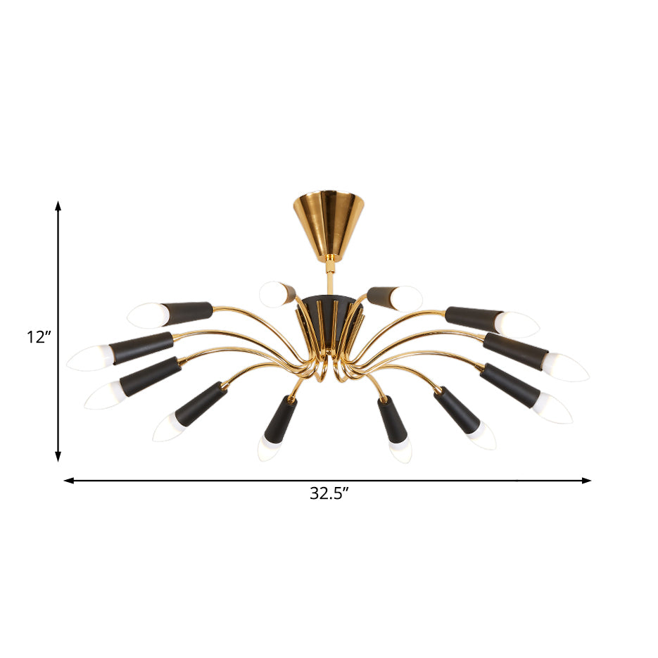 Gold Radial Chandelier Lighting Modernist Multi Lights Metal Hanging Lamp with Curved Arm Clearhalo 'Ceiling Lights' 'Chandeliers' 'Modern Chandeliers' 'Modern' Lighting' 230399