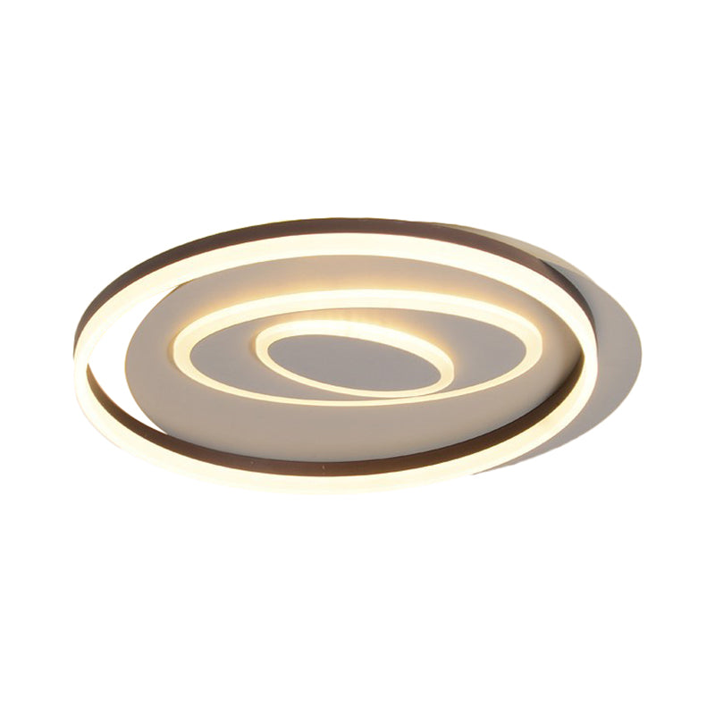 Modernist Ring Semi Flush Mount Metal Led Bedroom Semi Flush Mount Ceiling Fixture in Brown, White/Warm Light Clearhalo 'Ceiling Lights' 'Close To Ceiling Lights' 'Close to ceiling' 'Semi-flushmount' Lighting' 230427