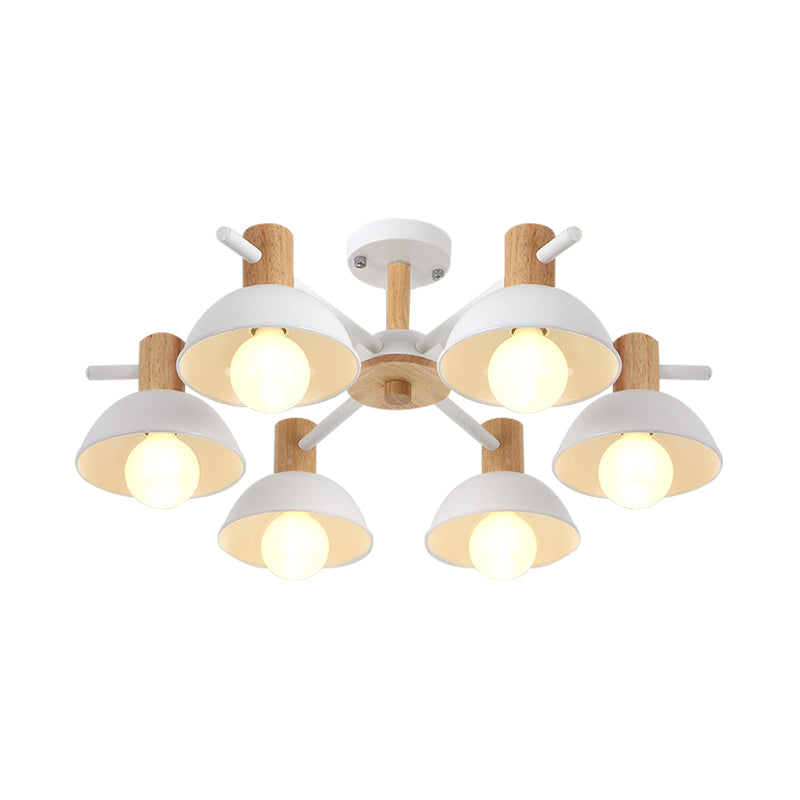 Dome Rubber Chandelier Pendant Light Modern 3/6 Lights White Led Ceiling Hung Fixture with Radial Design Clearhalo 'Ceiling Lights' 'Chandeliers' 'Modern Chandeliers' 'Modern' Lighting' 230431