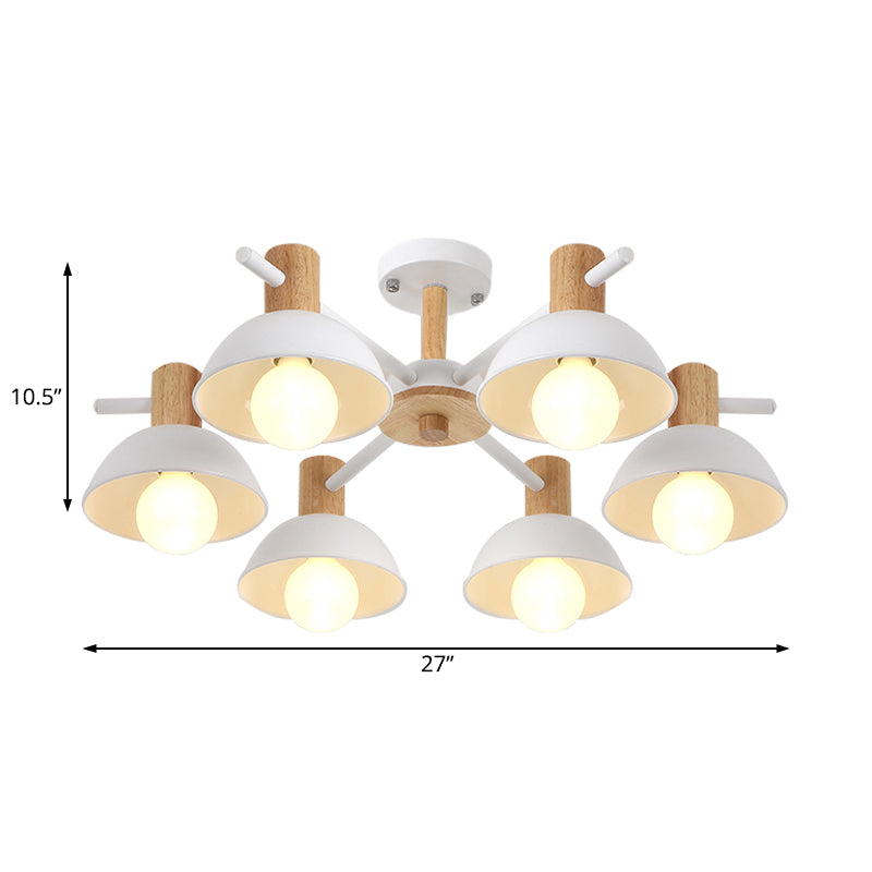 Dome Rubber Chandelier Pendant Light Modern 3/6 Lights White Led Ceiling Hung Fixture with Radial Design Clearhalo 'Ceiling Lights' 'Chandeliers' 'Modern Chandeliers' 'Modern' Lighting' 230432